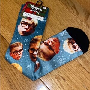 NWT Spencer’s Gifts “A Christmas Story” Ralphie socks, shoe size 8-12